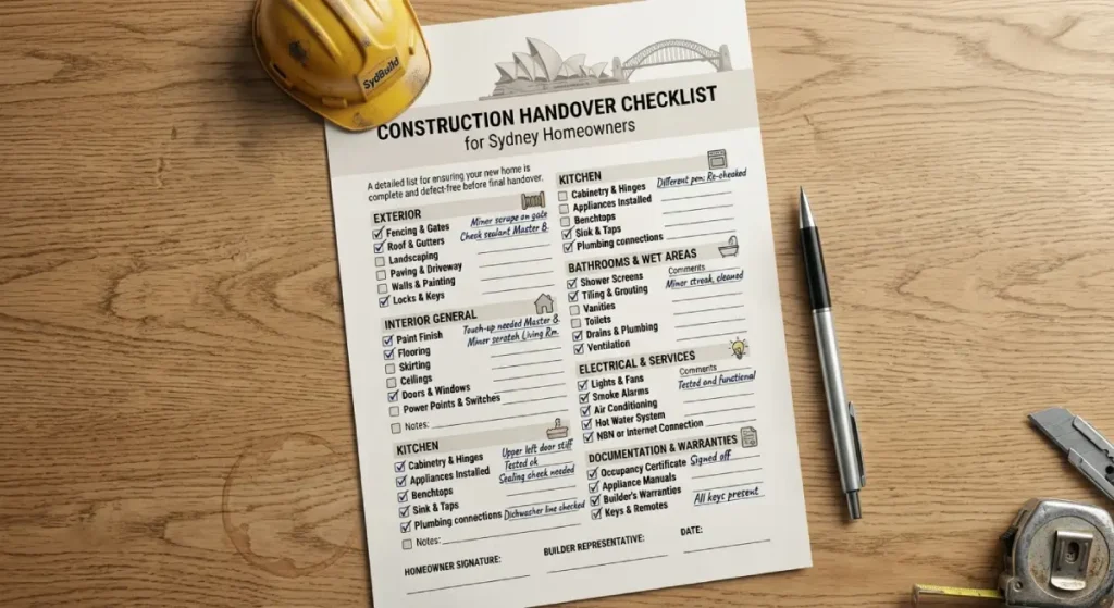 construction handover checklist